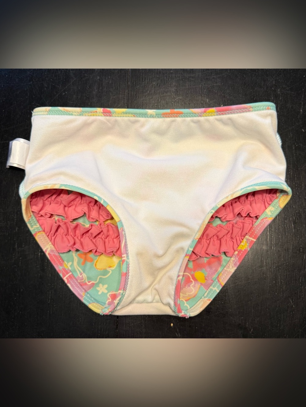 Ruffle Butts Rash Guard- Pink/Green/Yellow- Size 3T - Picture 8 of 8